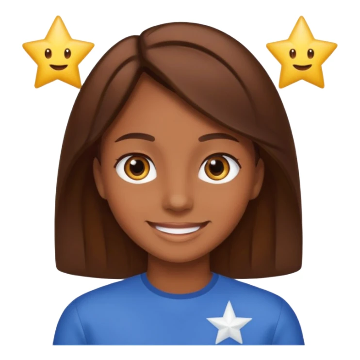 Color de piel moreno ojos de estrella riéndose y pelo café  sticker