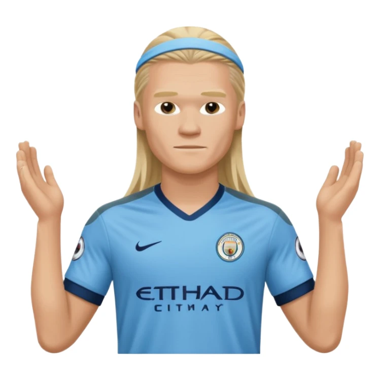 Erling Haaland long hair doing the lotus Manchester city  sticker