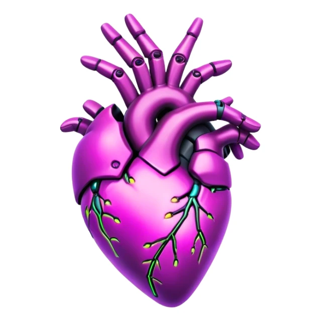 Neon cyberpunk style 
heart made of  hands sticker