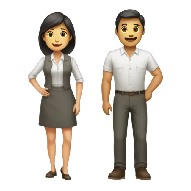 woman and men doing a trade sticker