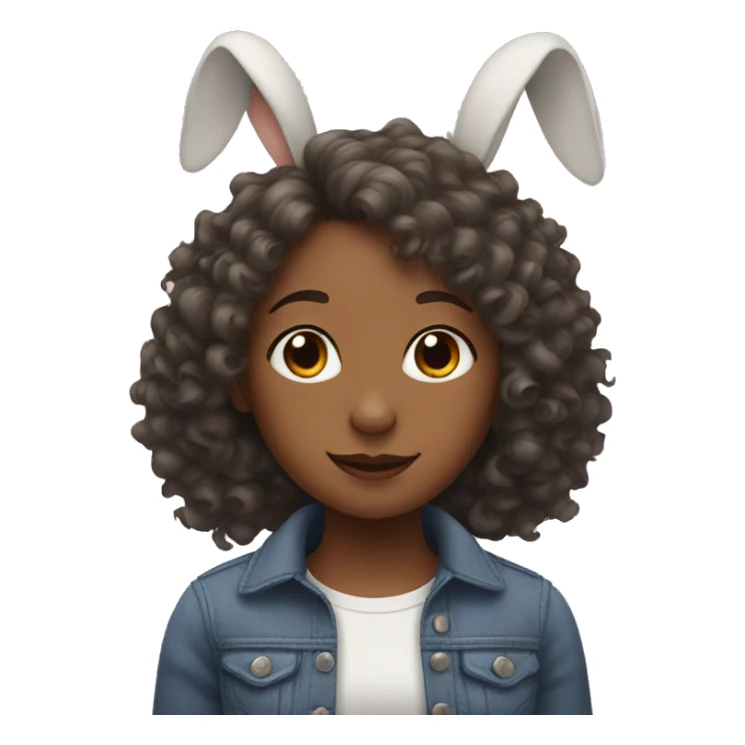 A girl with curly Hair with rabbit ears  sticker