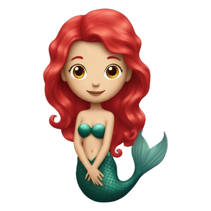 mermaid with red hair with a heart sticker