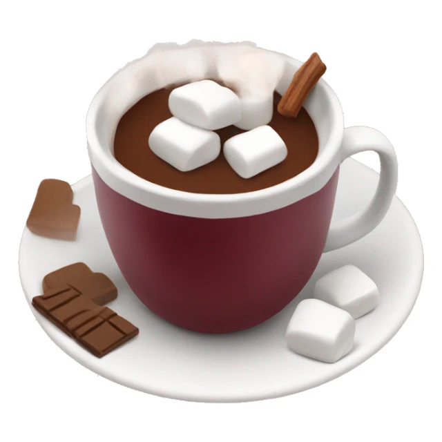 Burgundy mug of hot chocolate with marshmallows  sticker