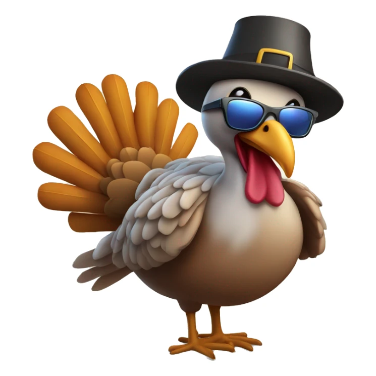 Thanksgiving turkey with sunglasses on by the beach sticker