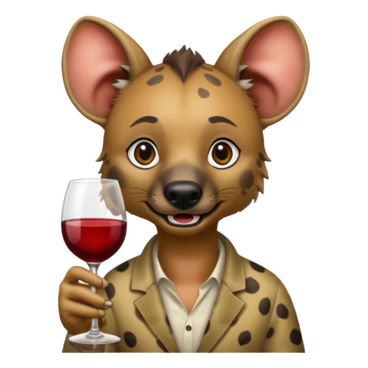hyena with glass of wine sticker