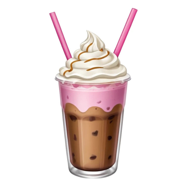 Aesthetic iced coffee in clear cup with pink straw, girly  sticker