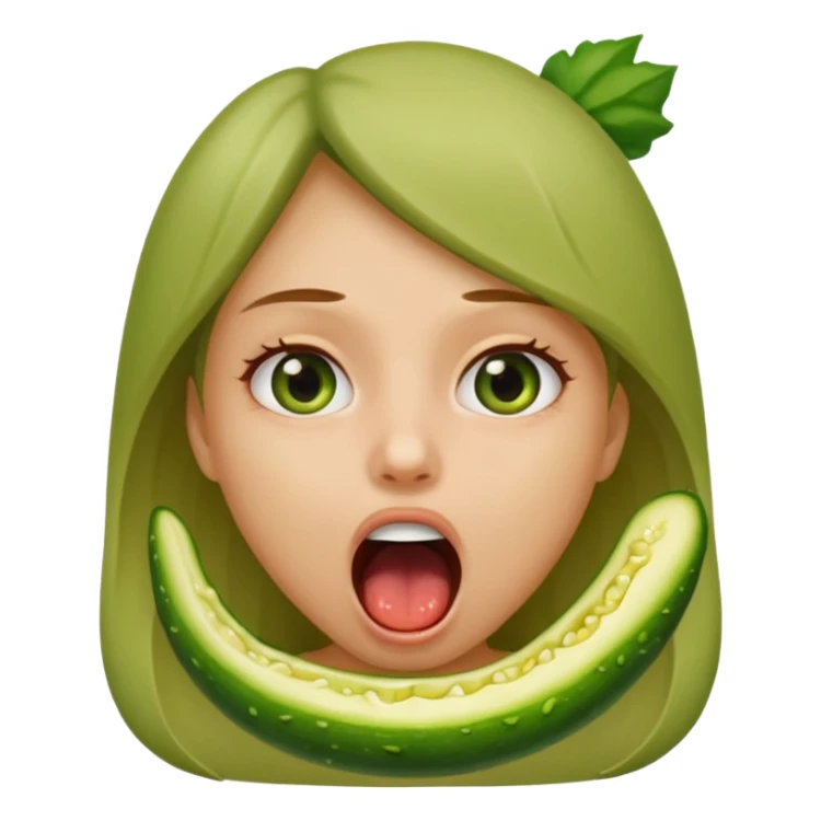 A girl opening her mouth insanely wide with a pickle going down her throat  sticker
