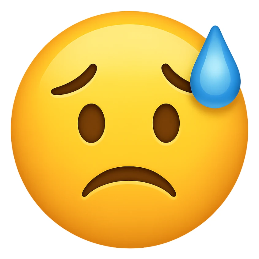 yellow face with cold sweat emoji, digital illustration, no background sticker