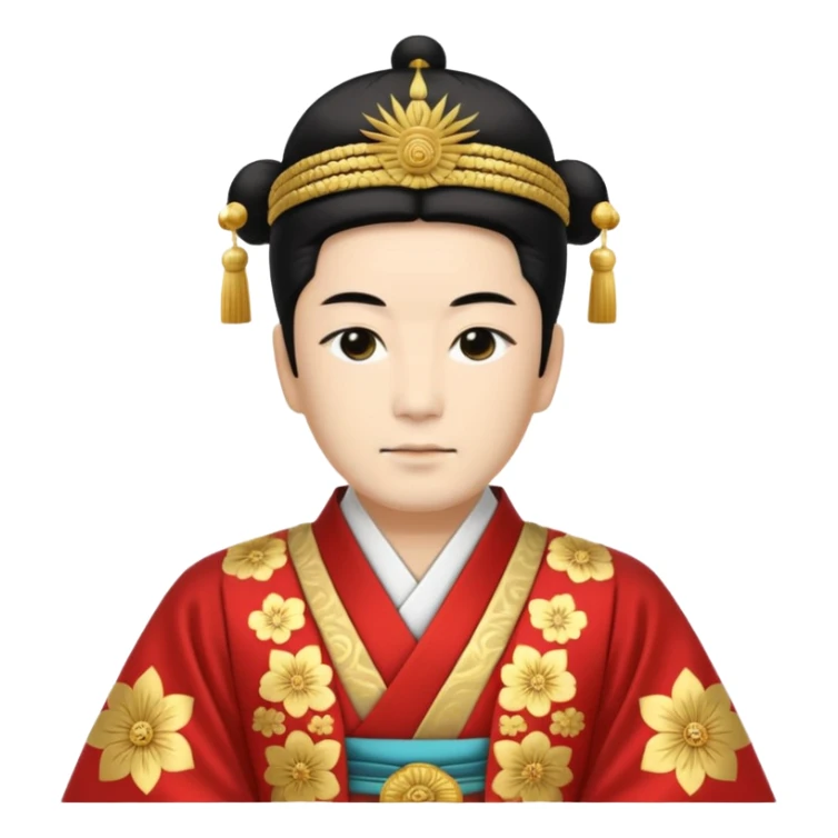 Japanese emperor, Edo period, wearing ceremonial ho and kanmuri, regal pose sticker
