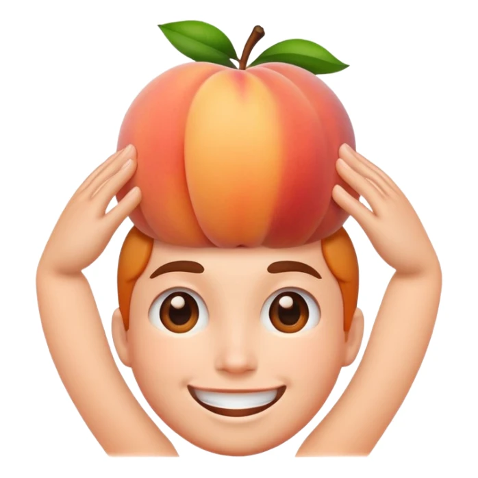 peach on top of a persons head sticker