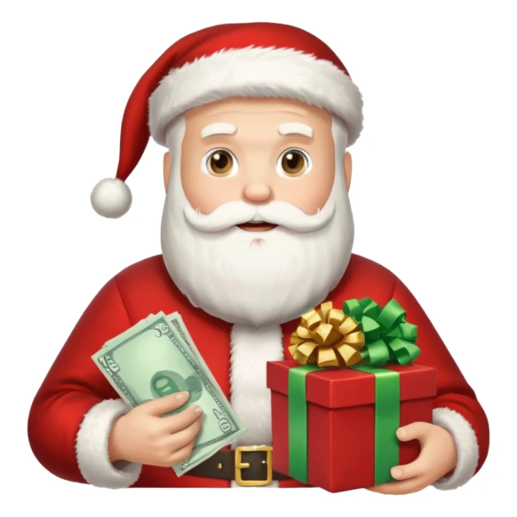 santa with money and instagarm logo on gift sticker
