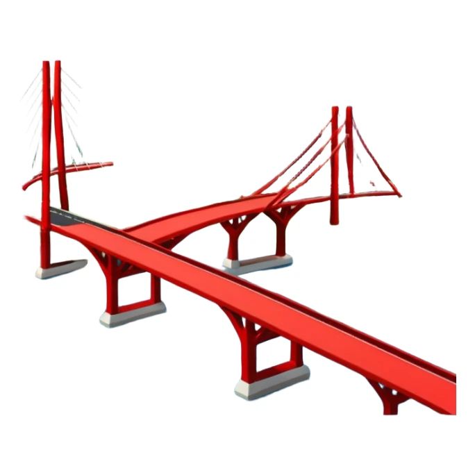 advanced modern island with advanced infrastructure, parks, contemporart buildings, and with a red bridge on one side sticker