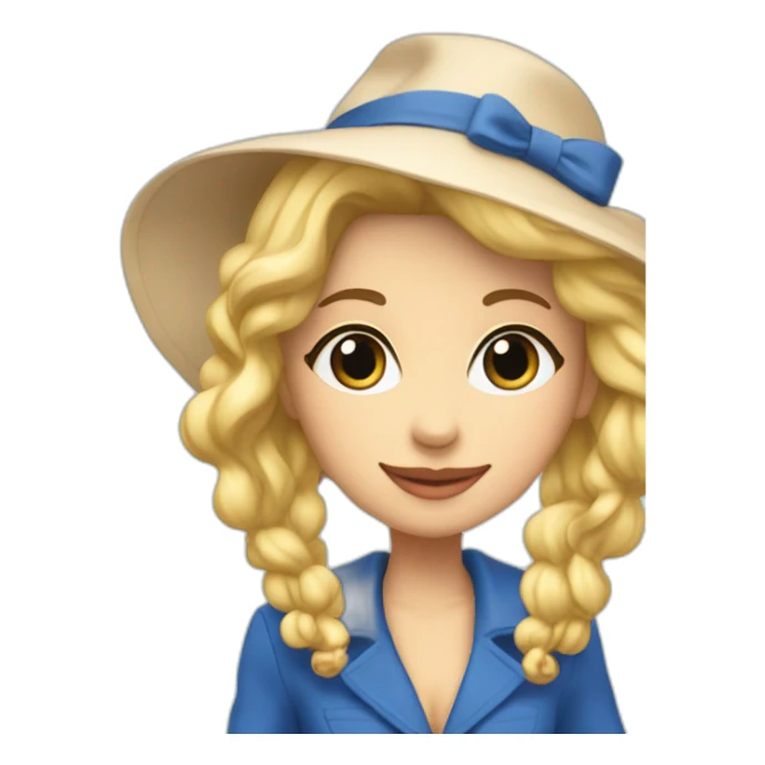 Une blonde avec un bonnet bleu et la Tour Eiffel derrière  sticker