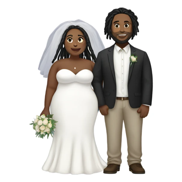 Plus size couple with locs wedding full body sticker
