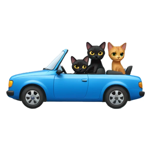 2 black cats with read head girl driving blue car sticker