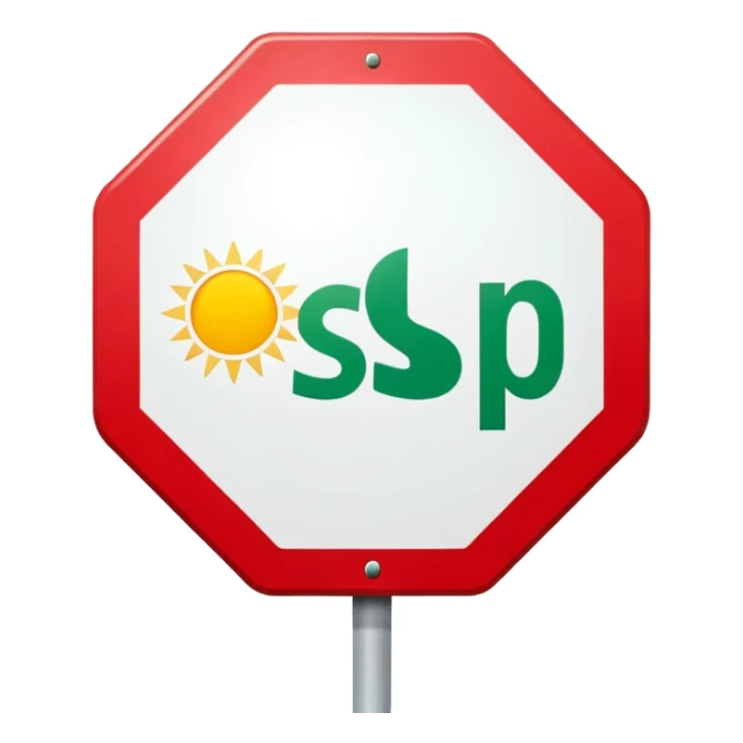 Stop is red the middle is white and the bottom is green and in the middle there’s a small yellow sun sticker