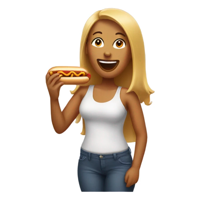 Woman eating a hotdog  sticker