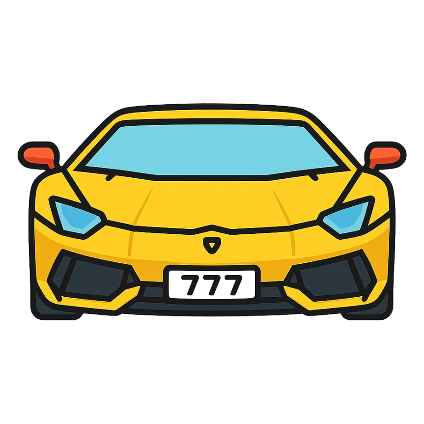 Lamborghini Aventador car with license plate 777 sticker