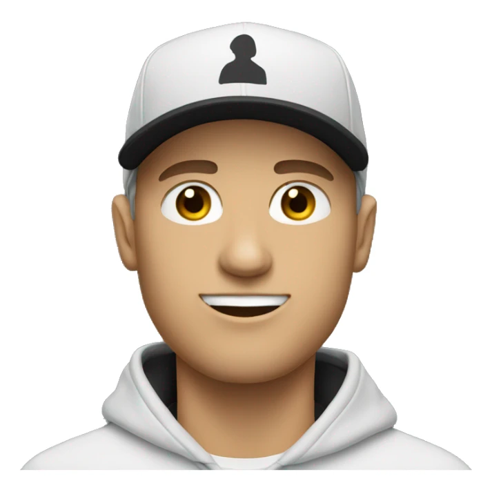 white man with hoodie and black sports cap on sticker