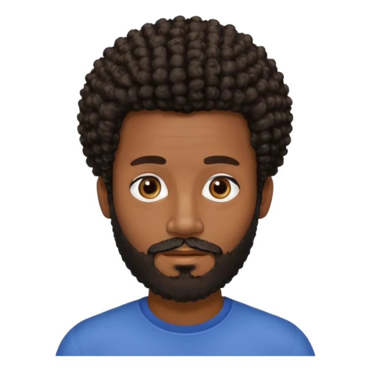Dark brown skin man with beard and a tiny curly  Afro fade with dark dark brown eyes - beard should be a bit lighter . Not as much hair  sticker