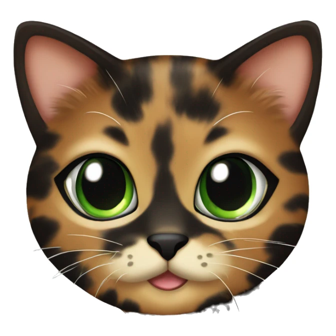 Cute tortoiseshell cat with green eyes. Black and brown fur mostly black sticker