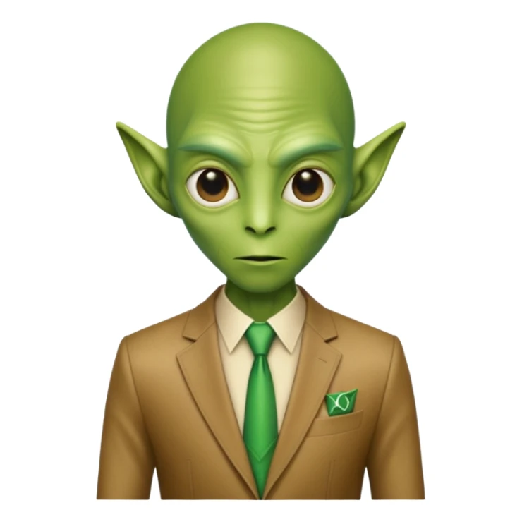 Green tall alien wearing Louis Vutton suit sticker