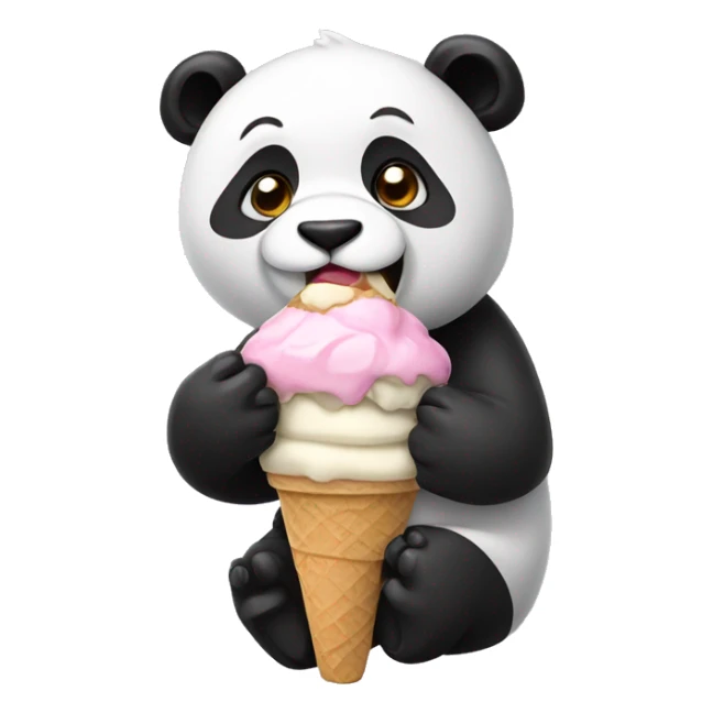 Panda eating ice cream sticker