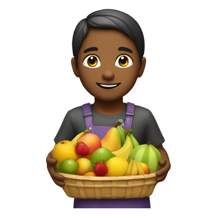 niñs con una canasta llena de frutas y vieres sticker