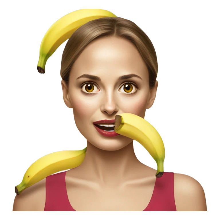 Natalie Portman with a banana in her mouth sticker