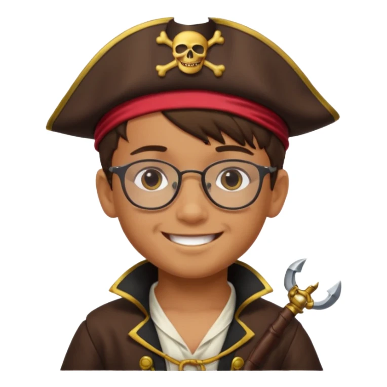 kid boy with pirate costume wearing glasses sticker