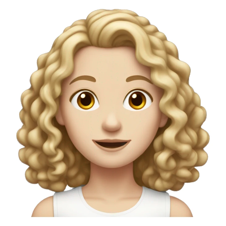 pale white girl with shoulder length brown ringlets hair.   sticker