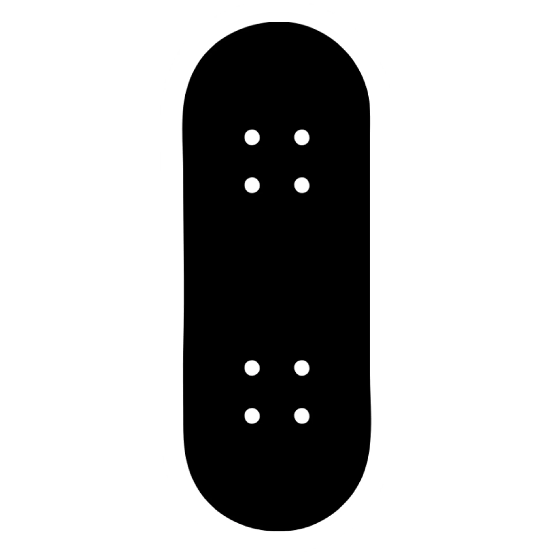 A skateboard in a black filled icon style, with a grip tape. sticker