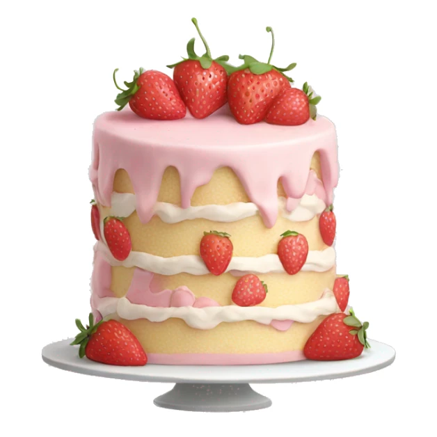 Light Pink strawberries and cream birthday cake  sticker