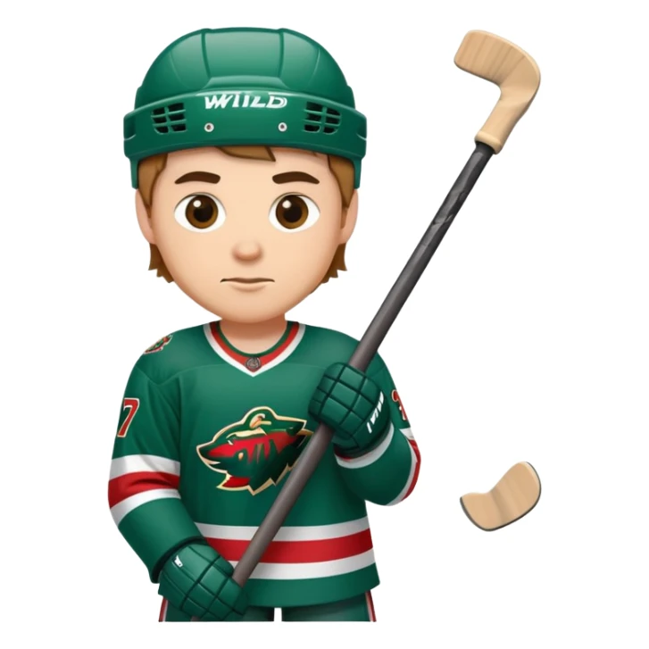 Minnesota Wild ice hockey full player with one hockey stick sticker