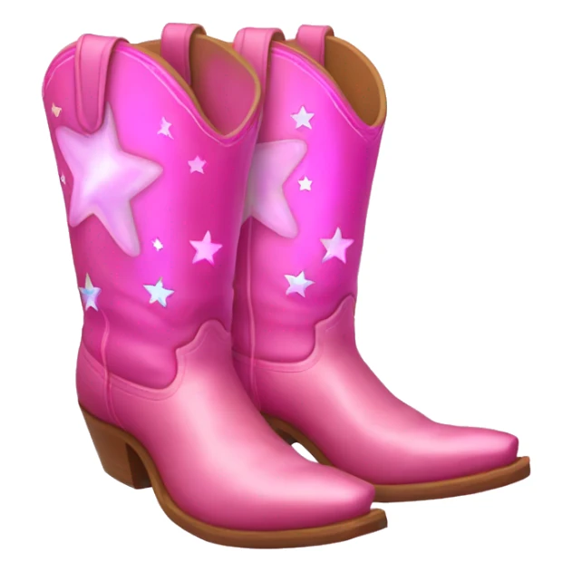 Pink cowboy boots with stars iridescent two boots sticker