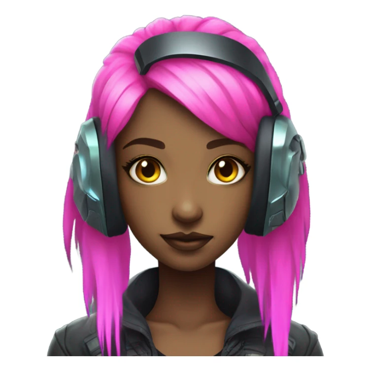 cyberpunk girl neon with scifi headset sticker