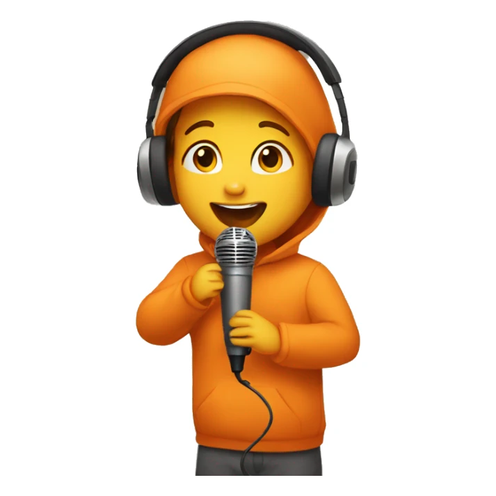 child in orange clothes singing in mocrophone sticker