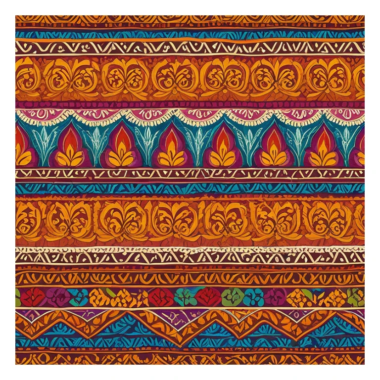 Cinematic Realistic Indonesian Batik Emoji, depicted as a richly patterned textile with intricate colorful designs, rendered with vivid textures and dynamic cultural lighting that captures its artistic heritage. sticker