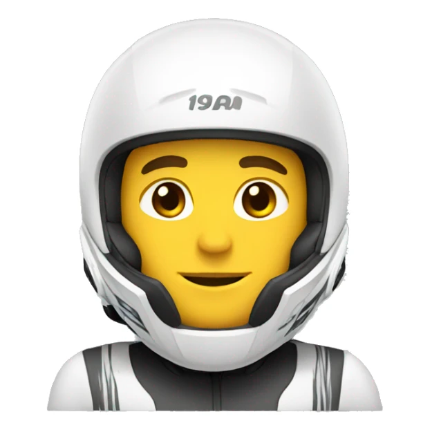 racer white male with a helmet sticker