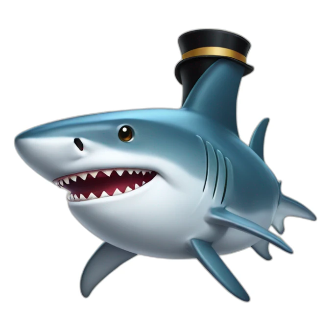 Shark with a top hat sticker