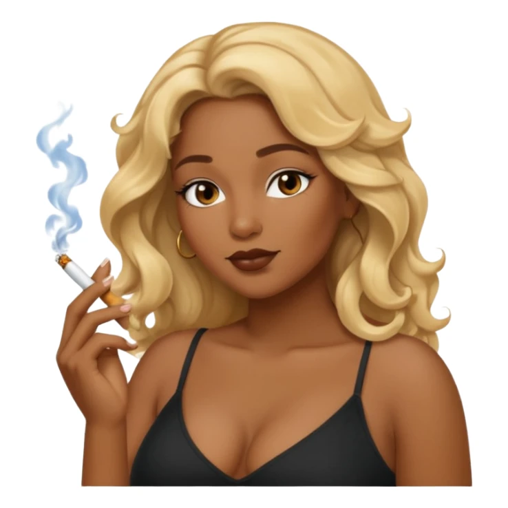 Curvy, blonde long hair, sfw intimate pose black girl smoking sticker
