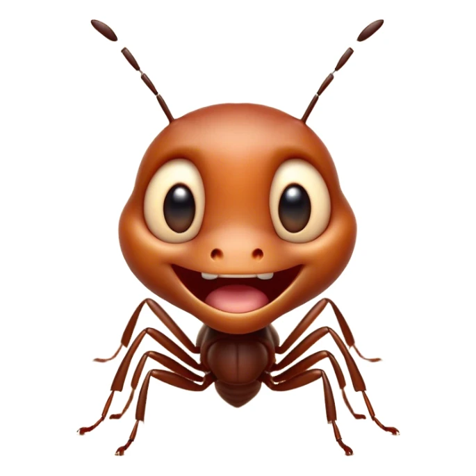 Cinematic Cheeky Ant Portrait Emoji, Head tilted dramatically with an exaggeratedly shocked expression, featuring a diminutive, agile body with wide, comically expressive eyes full of playful disbelief and subtly animated antennae, Simplified yet hilariously expressive features, highly detailed, glowing with a slightly sassy earthy glow, high shine, dramatic yet playful, stylized with an air of cheeky insect mischief, soft glowing outline, capturing the essence of a meme-worthy ant that looks ready to scurry its way into viral fame! sticker