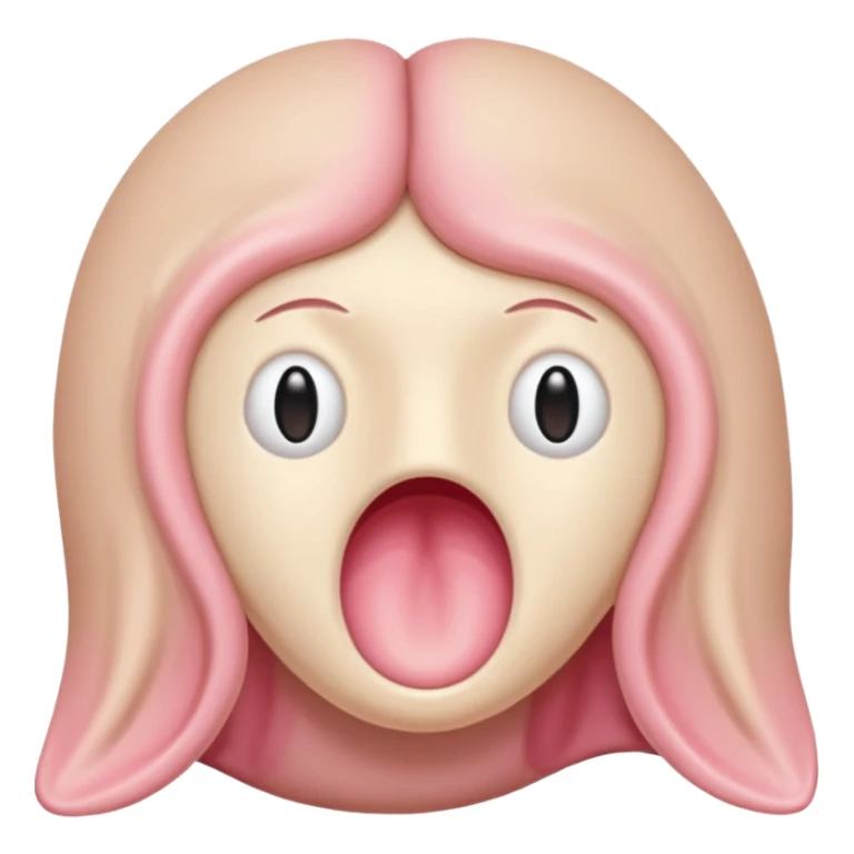 beige and pink vulva appearing moist, pink clitoris at the top, no face sticker