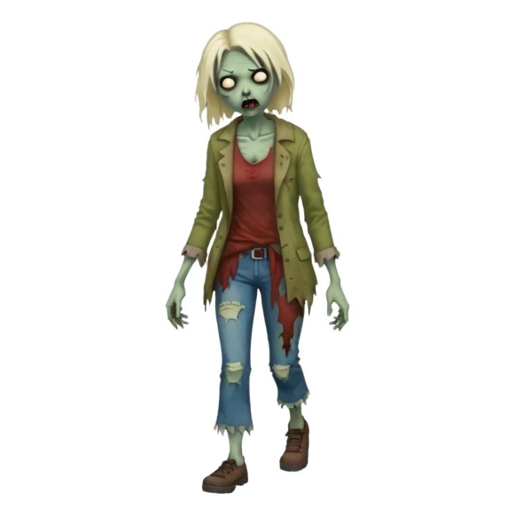zombie woman full body walking sticker