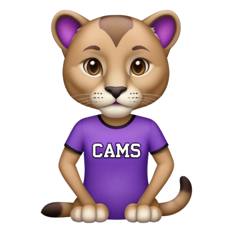 A cougar that has a pirple and black shirt on that says cams  sticker