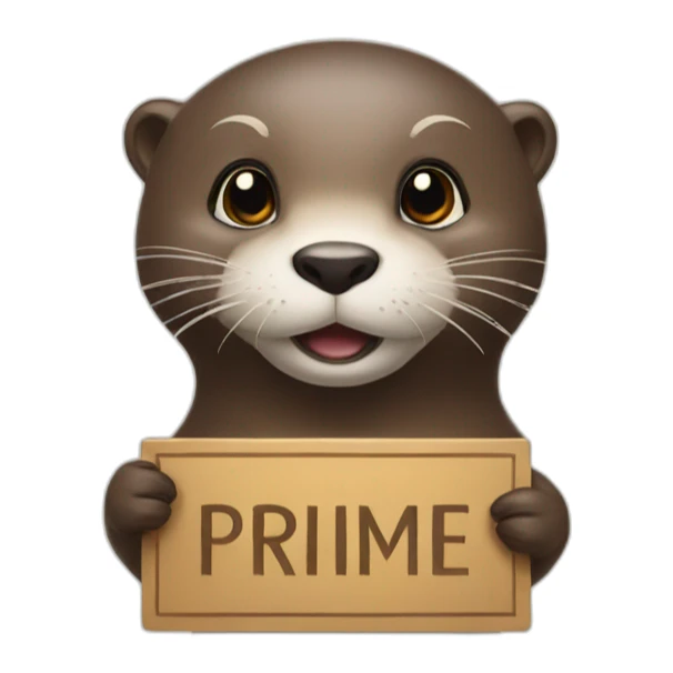 otter holding a sign with the text PRIME sticker