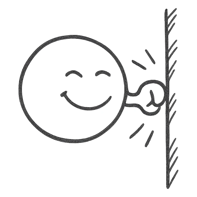 A smiley face hitting a wall sticker