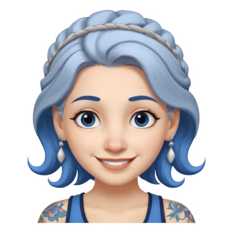 white-gray haired heavy blue tattooed head accessory big nose young girl sticker