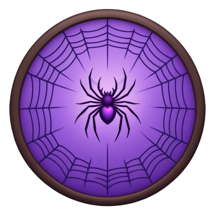 a circular frame of glowing purple spider webs with tiny bats  sticker
