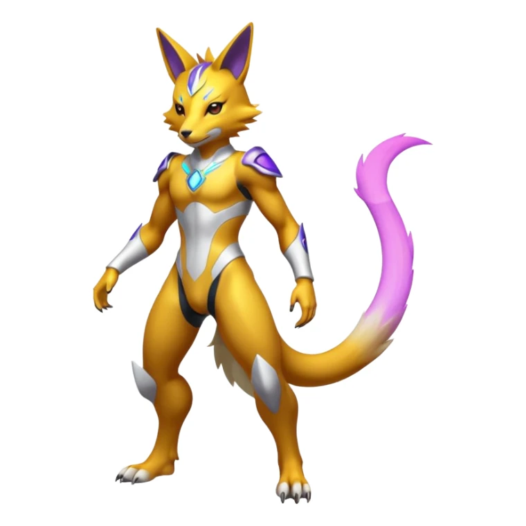  Shiny Colorful Futuristic Detailed Renamon (full body) sticker